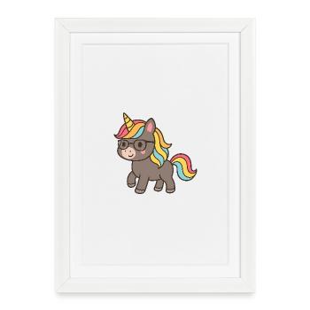 Pastel Unicorn with Glasses - Framed poster (27 × 37 cm) - white - Front