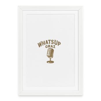 What’s Up Graz Microphone Logo - Affiche encadrée (27 × 37 cm) - blanc - Devant