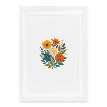 Bouquet de fleurs à l’aquarelle - Affiche encadrée (27 × 37 cm) - blanc - Devant