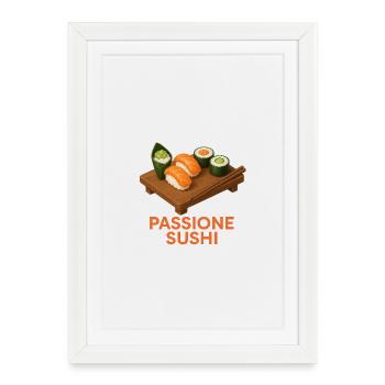 Sushi boat - Framed poster (27 × 37 cm) - white - Front