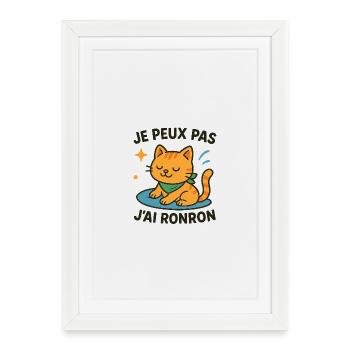 Chat zen en pause ronron - Affiche encadrée (27 × 37 cm) - blanc - Devant