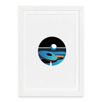 Pingpong Vector Blue Table Tennis Flair - Framed poster (27 × 37 cm) - white - Front