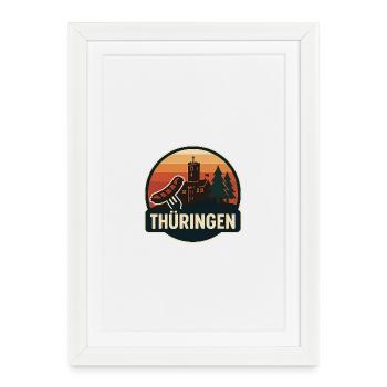 Insigne panoramique du château de Thuringe - Affiche encadrée (27 × 37 cm) - blanc - Devant