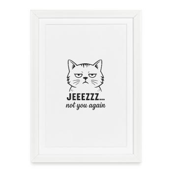 Sarcastic Cat – Jeezzz not you again - Framed poster (27 × 37 cm) - white - Front