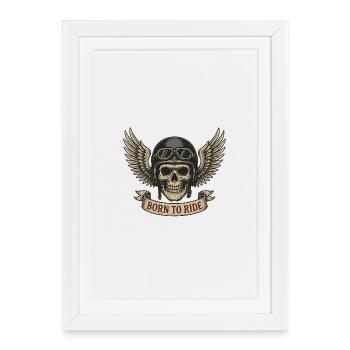 Born to Ride Skull with Wings - Framed poster (27 × 37 cm) - white - Front