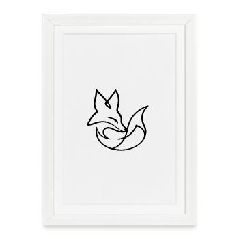 One_Line_Fuchs - Framed poster (27 × 37 cm) - white - Front