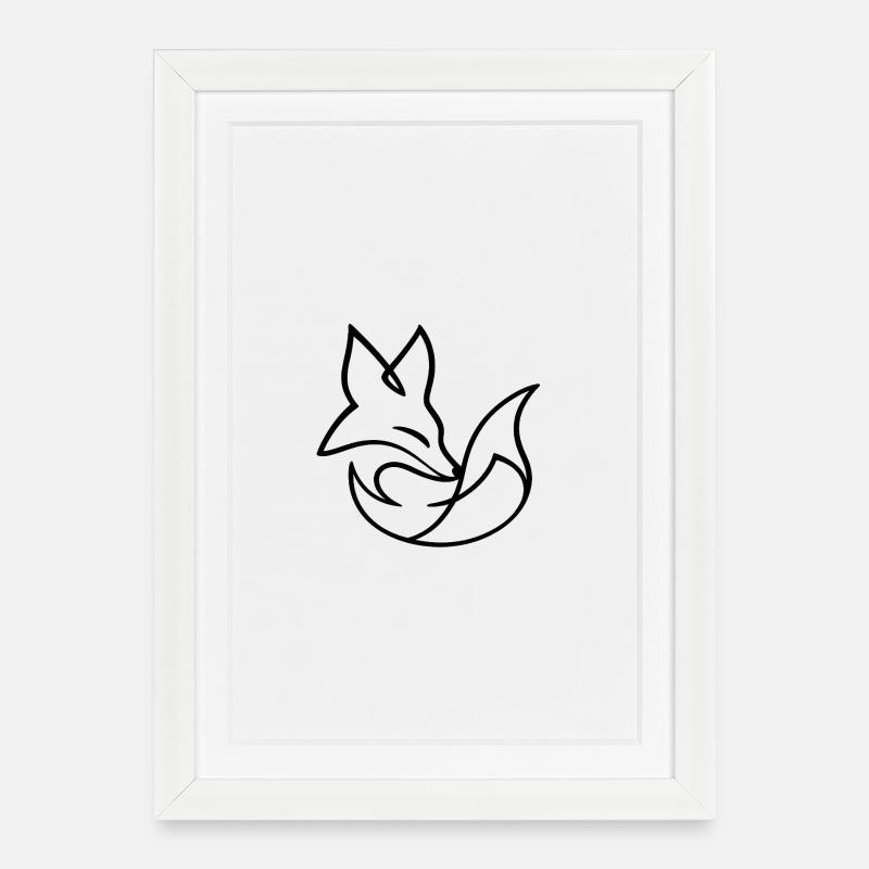 One_Line_Fuchs - Gerahmtes Poster (27 × 37 cm) - Weiß
