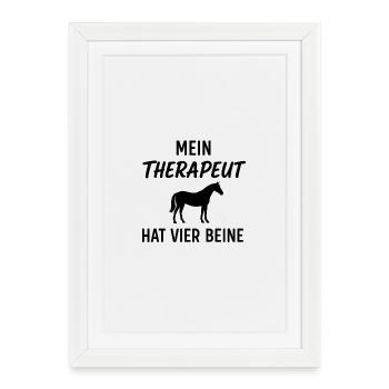 Cheval, drôle, humour - Affiche encadrée (27 × 37 cm) - blanc - Devant