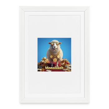 Bling Sheep with Coin Chains - Framed poster (27 × 37 cm) - white - Front