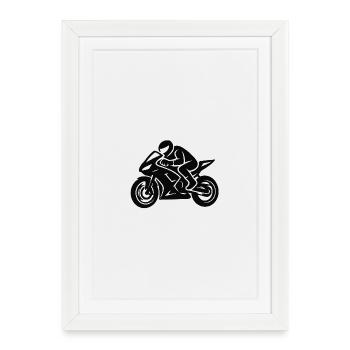 Motorcycle line drawing - Framed poster (27 × 37 cm) - white - Front