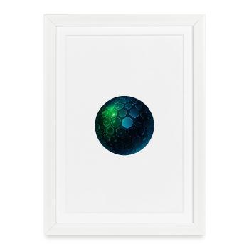 Neon Hexagon Sphere - Framed poster (27 × 37 cm) - white - Front