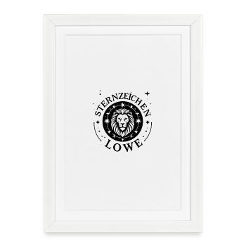 Zodiaque Lion Mandala - Affiche encadrée (27 × 37 cm) - blanc - Devant