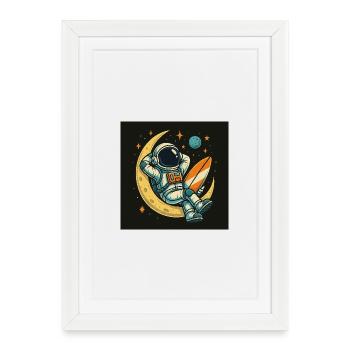 Lunar Cosmos Astro Surfer - Framed poster (27 × 37 cm) - white - Front