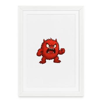 Dessin animé de monstre de rage rouge - Affiche encadrée (27 × 37 cm) - blanc - Devant