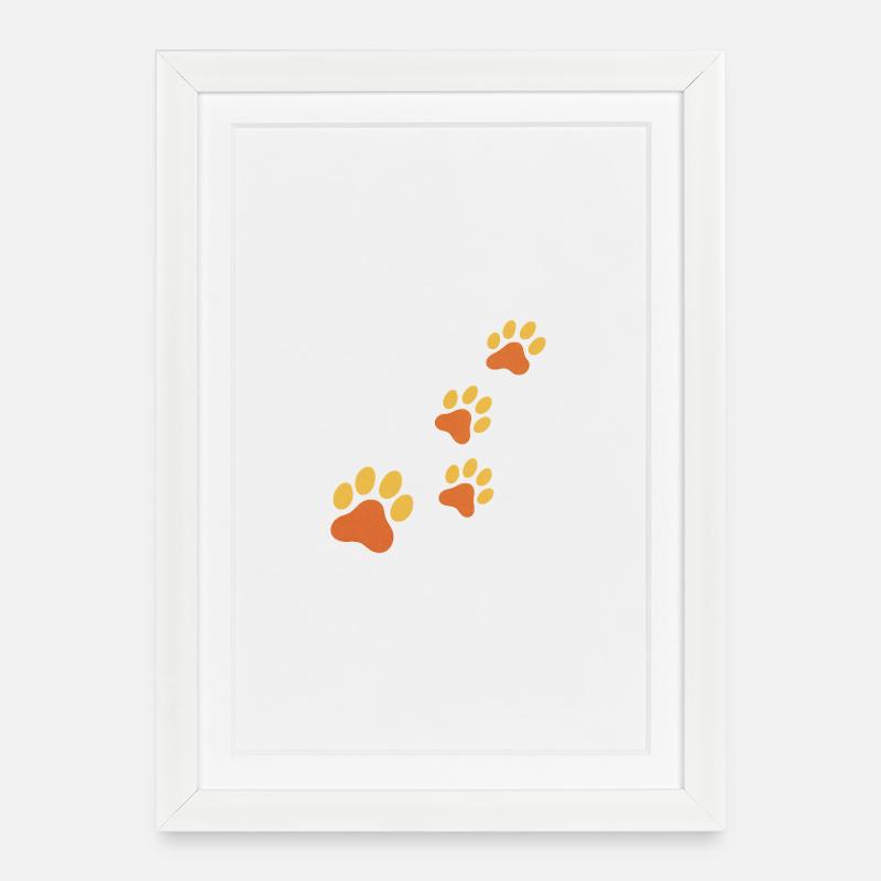 Paw Print Trace in Orange - Framed poster (27 × 37 cm) - white