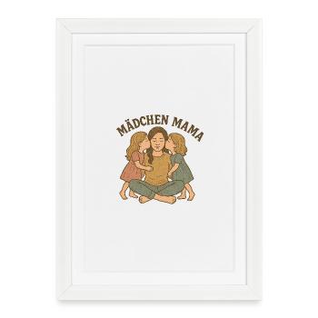 Fille maman câlin illustration - Affiche encadrée (27 × 37 cm) - blanc - Devant