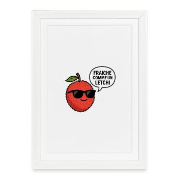 fraiche comme un letchi - Affiche encadrée (27 × 37 cm) - blanc - Devant