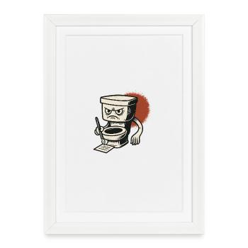 Angry toilet takes notes - Framed poster (27 × 37 cm) - white - Front