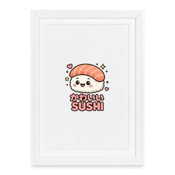 Kawaii Sushi Motif - Framed poster (27 × 37 cm) - white - Front