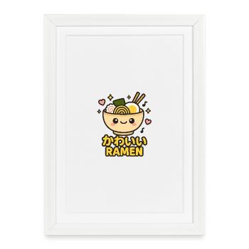 Kawaii Ramen Smile Illustration - Framed poster (27 × 37 cm) - white - Front