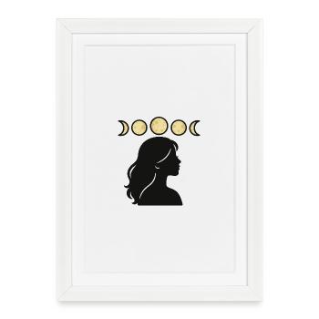 Silhouette avec phases de lune - Affiche encadrée (27 × 37 cm) - blanc - Devant