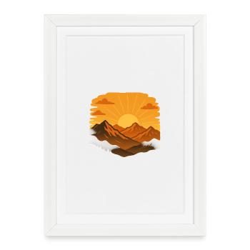 Coucher de soleil sur les montagnes - Affiche encadrée (27 × 37 cm) - blanc - Devant