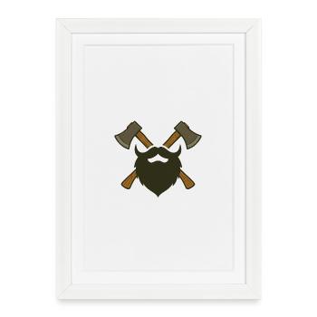 Lumberjack Beard and Axes – Lumberjack Design - Framed poster (27 × 37 cm) - white - Front