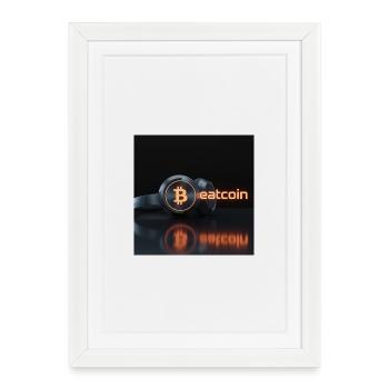 Beatcoin Neon Bitcoin Headphones - Framed poster (27 × 37 cm) - white - Front