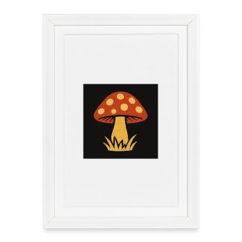 Champignon chapeau rouge dans un style rétro - Affiche encadrée (27 × 37 cm) - blanc - Devant