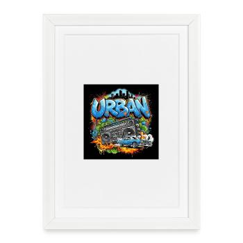 Graffiti urbain avec boombox et voiture - Affiche encadrée (27 × 37 cm) - blanc - Devant