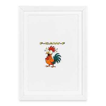 F CAW F – Son de mème de poulet coq drôle - Affiche encadrée (27 × 37 cm) - blanc - Devant
