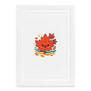 Cuddly Autumn Leaf Smile - Framed poster (27 × 37 cm) - white - Front