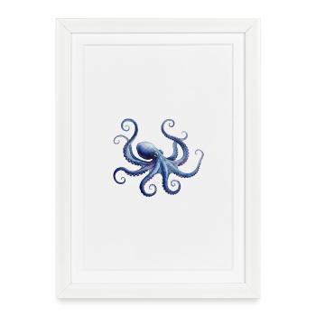 Majestic Octopus, Blue and Purple - Framed poster (27 × 37 cm) - white - Front