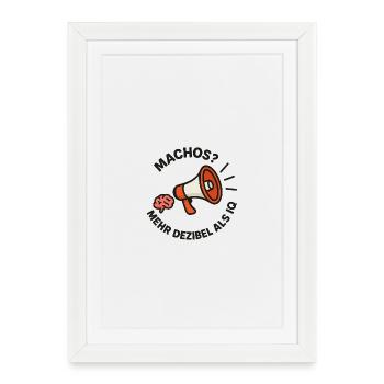 Mégaphone Cerveau vs. Machos - Affiche encadrée (27 × 37 cm) - blanc - Devant
