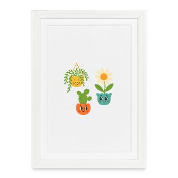 Cheerful Potted Plants Trio - Framed poster (27 × 37 cm) - white - Front