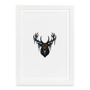 Icicle Deer Head - Framed poster (27 × 37 cm) - white - Front
