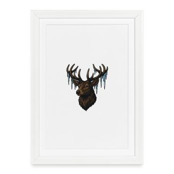 Icy Deer Head - Framed poster (27 × 37 cm) - white - Front