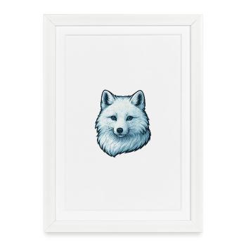 Illustration de visage de loup bleu - Affiche encadrée (27 × 37 cm) - blanc - Devant