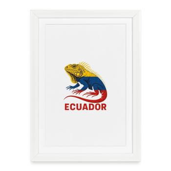 Iguane Équateur Tricolore - Affiche encadrée (27 × 37 cm) - blanc - Devant