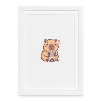 Beaver Bubble Tea Charm - Framed poster (27 × 37 cm) - white - Front