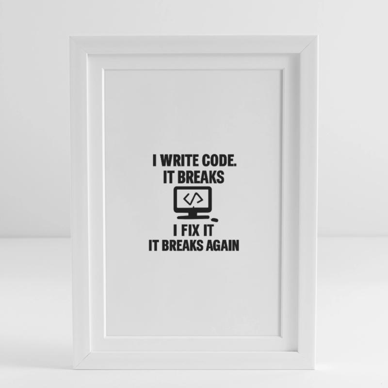 J’écris du code – T-shirt de programmeur drôle Affiche encadrée (27 × 37 cm)