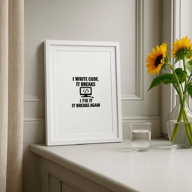 J’écris du code – T-shirt de programmeur drôle Affiche encadrée (27 × 37 cm)