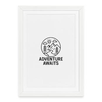 Adventure Calls Mountain Landscape - Framed poster (27 × 37 cm) - white - Front