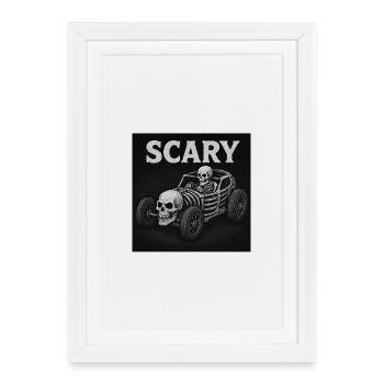 Voiture squelette effrayante - Affiche encadrée (27 × 37 cm) - blanc - Devant