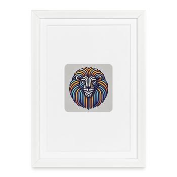 Geometric Color Lion in Line Style - Framed poster (27 × 37 cm) - white - Front
