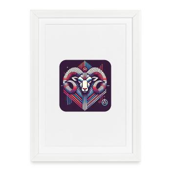 Neon Ram Ram Geometric Line Art - Framed poster (27 × 37 cm) - white - Front