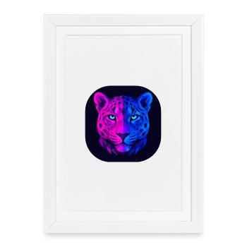 Néon géométrique léopard - Affiche encadrée (27 × 37 cm) - blanc - Devant