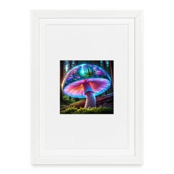 Rêve de la forêt de champignons lumineux - Affiche encadrée (27 × 37 cm) - blanc - Devant