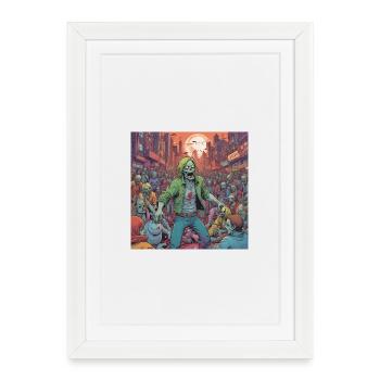 Tempête de zombies en ville - Affiche encadrée (27 × 37 cm) - blanc - Devant