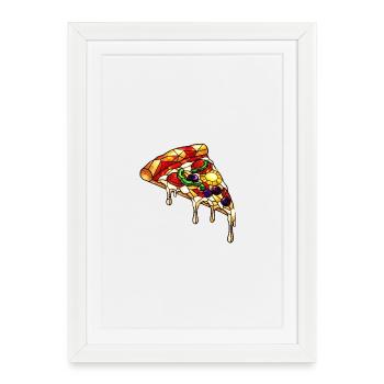 Pizza colorée mélange coloré : tout y est dans le style BD - Affiche encadrée (27 × 37 cm) - blanc - Devant